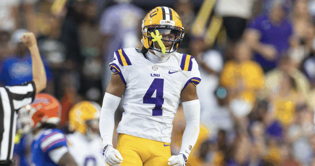 LSU transfer CB Mansoor Delane has been elite since arriving in Baton Rouge (Photo: © Stephen Lew-Imagn Images)